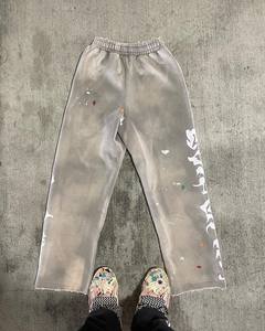 Pantalon de jogging ample vintage délavé pour homme, avec patch brodé et motif graphique, style streetwear, coupe large et épaisse, vente en gros - Product Image 2