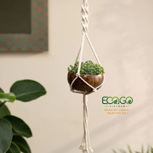 Pot de plante en coquille de noix de coco fait main |   Jardinière Naturelle Écologique |   Pot de fleurs durable pour la décoration intérieure et extérieure du jardin - Product Image 3