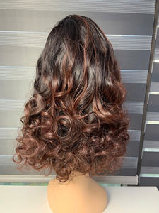 Perruques en cheveux humains, cheveux vierges vietnamiens, qualité 350 grammes, 60 cm, bouclés, lisses, ombrés, couleurs piano et noir - Product Image 2