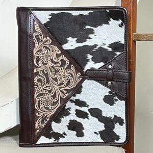 Porte-documents en cuir de vachette véritable avec fermeture éclair, organiseur à anneaux, bloc-notes, organiseur professionnel Super Septembre - Product Image 3
