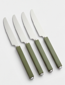 Modern Green Handle <b>Steak</b> <b>Knives</b> Set Matte Finish Dishwasher Safe Minimalist Design Flatware For Catering - Product Image 1