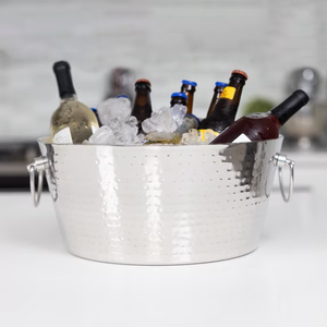 Bac à Boissons Isotherme en Acier Inoxydable Martelé, Refroidisseur de Boissons à Double Paroi pour Vin et Bière, Vente en Gros pour Restaurants, Bars et Traiteurs - Product Image 4