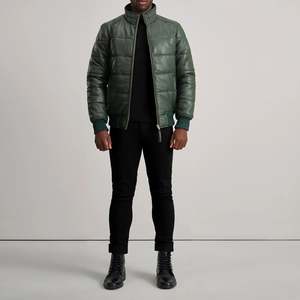 <b>Mens</b> Leather Puffer Winter Jacket High Collar Quilted <b>Warm</b> Insulated Casual <b>Coat</b> Outdoor Fashion Wholesale - Product Image 6
