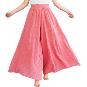 Pantalon large et droit en toile 100% coton respirant, taille élastique mi-haute, couleur unie, décontracté, automne - Product Image 4