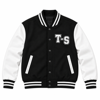 Veste universitaire personnalisée pour homme en laine et coton, col montant, logo brodé sur le devant, style streetwear, hiver