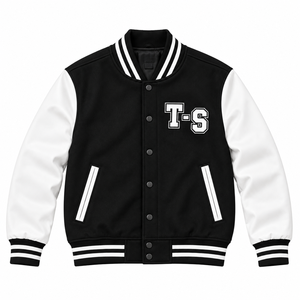 <b>Track</b> Stuff Custom <b>Mens</b> Varsity Letterman <b>Jacket</b> Wool Cotton Stand Collar Custom Embroidered Logo Front Streetwear Winter - Product Image 1