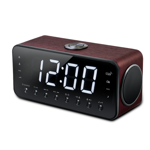 ODM Sleek Design PLL Clock Radio FM Home Radio Wireless Speaker with LED Display Dimmer and USB Charging Port