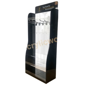 Cell Phone Accessory Display Rack / Car Charger Phone USB Cable Adaptor Display <b>Shelf</b> with Hooks - Product Image 1