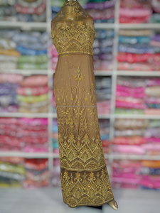 Indian Hand Beaded Raw Silk Wedding <b>Dress</b> for Adults George Wrapper Style-IGBO Design Breathable 5 Yards High Demand for Women - Product Image 4