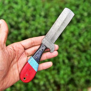 Cuchillo de caza estilo vaquero occidental de hoja fija forjado a mano de acero de Damasco de grado industrial con funda de cuero y madera, garantía OBM de 3 años - Product Image 2