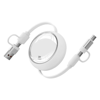 Kabel Charger Tembaga Murni Tipe-C 100W 5A Retractable Logo Kustom, Hadiah Promosi Kamera Komputer Multifungsi 4-in-1