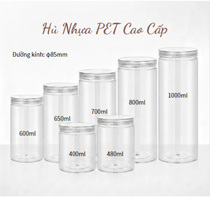 Fábrica TINH DIEU, Frascos Transparentes de PET Personalizables de 280ml-1000ml, Boca Ancha de 85mm, Tapa de Plástico Redonda para Alimentos, para Galletas - Product Image 1