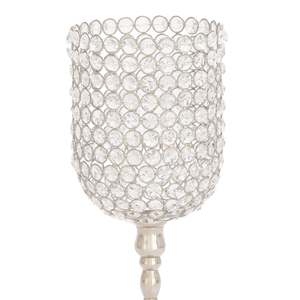 Silver Candle <b>Stand</b> with <b>Glass</b> Sleeve 19 Inch Durable Home Decoration - Product Image 3