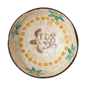 Cuencos de Concha de Coco de Nácar Vietnamita Personalizados con Diseño de Tortuga, Vajilla Artesanal al por Mayor con Mosaico de Cuentas Doradas de Tortuga - Product Image 1