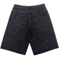 Shorts en jean droits mi-longs pour hommes 100% Coton Séchage rapide Taille mi-haute Fermeture éclair et bouton ornés de strass Style vintage Coupe ample Pour l'extérieur Hiver