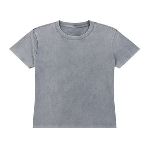 T-shirt pour femme en coton 100% de qualité supérieure, 230 g/m², effet délavé à l'acide, col ras du cou, coupe ample, épaules tombantes, style vintage. - Product Image 1