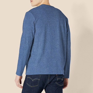 T-shirt uni à manches longues pour hommes, design simple, col rond, respirant, de haute qualité, vêtements pour hommes - Product Image 3