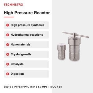 Autoclave Hidrotermal de Alta Presión, Reactor de 3MPa, Carcasa de Acero Inoxidable SS316, Revestimiento de PTFE o PPL, Recipiente de Reacción de Laboratorio de 10ml a 2000ml - Product Image 3