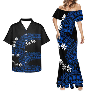Vintage Solid Customizable Two-Piece Maxi Fishtail Dress Set for Couples - Product Image 2