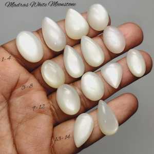 Piedra preciosa cabujón de piedra lunar blanca vintage de Madras de 17-23 mm, cristal blanco brillante, piedra suelta curativa para la fabricación de joyas - Product Image 1