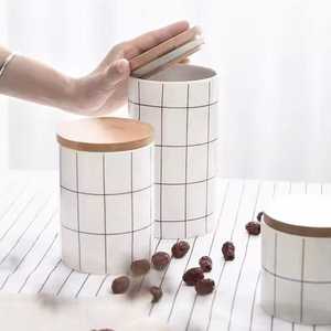 Boîte de rangement alimentaire en métal de qualité supérieure avec couvercle en bois pour l'organisation de la cuisine, du comptoir et la décoration intérieure - Product Image 2