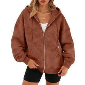 Sweat à capuche oversize pour femme, fermeture éclair, toutes tailles disponibles, fournisseur direct d'usine, vêtements décontractés, sweats à capuche zippés pour femmes - Product Image 1