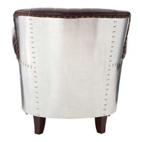 Fauteuil d'appoint Chesterfield capitonné en cuir, style moderne et minimaliste, avec structure en bois massif, inspiré des avions, pour salon