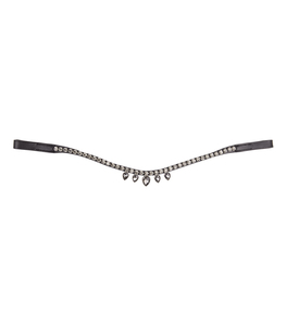 Diadema Ecuestre de Cuero Italiano de Primera Calidad con Cristales Decorativos de Colores y Logotipo Personalizado, Duradera, Negra - Product Image 3