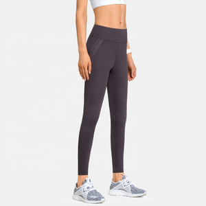 Leggings de Punto para Mujer, Cintura Media, Pantalones de Yoga con Patrón Sólido, Cierre Elástico en la Cintura, Algodón/Fibra de Bambú, Secado Rápido, Venta al Por Mayor - Product Image 1