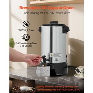 Distributore di Caffè Commerciale da 30 Tazze 4,5 L con Rubinetto Anti-Goccia e Preparazione Rapida, Macchina da Caffè Commerciale Automatizzata - Product Image 2