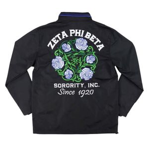Zeta Phi Beta Blue Windbreaker <b>Jacket</b> Greek Letter Sorority Outerwear Lightweight Zip Up Casual Sporty <b>Jacket</b> - Product Image 3