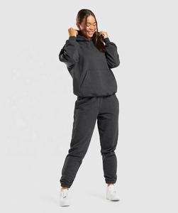 Haute qualité femmes décontracté taille haute pantalons de survêtement en gros épais coton Joggers pantalon élastique décoration couleur unie Streetwear - Product Image 4