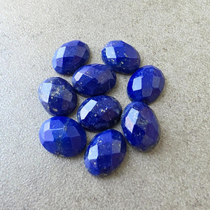 Pierre précieuse naturelle Lapis Lazuli, taille carrée, dos plat, ovale calibrée, qualité AAA+, pour bijoux - Product Image 4