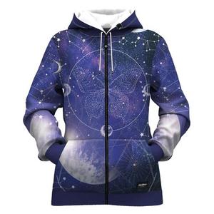 Sudadera con Capucha y Cremallera para Hombre, Estampado por Sublimación con Diseño de Galaxia, Tejido de Poliéster, Ropa Urbana de Otoño - Product Image 4