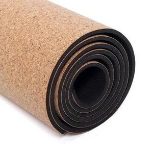 Tapete de Yoga de Corcho y Caucho de 5 mm, Superficie de Corcho Natural Antideslizante, Tapete Grueso para Ejercicios de Yoga, Pilates, Estiramiento, Gimnasio, Entrenamiento en Casa - Product Image 1