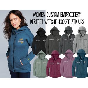 Women's Custom DT1104 Embroidery Logo Hoodie Perfect Weight Fleece with <b>Zip</b> <b>Ups</b> Ink Stitch Design - Product Image 2