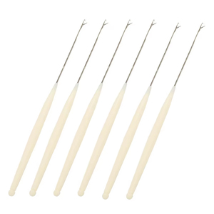 Off White Hair Extension Micro Ring Link <b>Threader</b> Latch Hook Pulling <b>Needle</b> Set For Professional Salon Installation Tools - Product Image 1