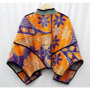 <b>ART</b>&<b>ART</b> Indian Handmade Vintage Kantha Jacket-Designer Boho Hippie Mandarin Collar Hand Quilted Patchwork 100% Cotton - Product Image 5