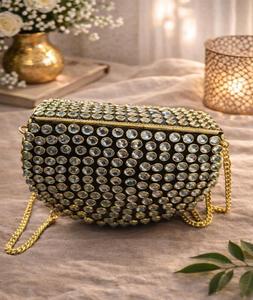 Sacs à main de soirée pour femmes, sacs à main en nacre, sacs à main en métal, sacs à main en mosaïque et en kundan, sacs indiens multicolores - Product Image 5