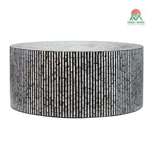 Mesa de Centro de Bambú NHAT MINH con Nácar, Moderna, Redonda, Hecha a Mano, Muebles para Sala de Estar - Product Image 6