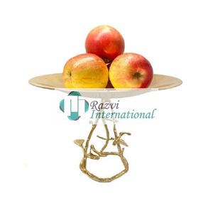 Soporte de exhibición de pastel de Metal dorado, tazón elevado con Base de hojas, servicio de frutas decorativo y herramientas de pastel para utensilios de cocina - Product Image 1