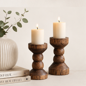 Handcrafted Rustic Wooden Pillar Candle Holder Solid Mango Wood Candlestick Stand For Home Decor Wedding Table Centerpieces - Product Image 6