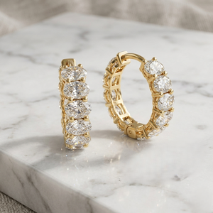 Pendientes de Aro con Diamantes de Corte Ovalado de 4.00CTW - Product Image 1