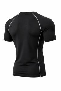 Camiseta de Compresión de Manga Corta para Hombre, Color Oscuro, Secado Rápido, Corte Ajustado, Cuello Redondo, Diseño Sólido, Deportiva, para Gimnasio - Product Image 6