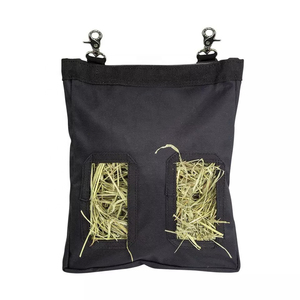 Pink Nylon Hay Bag With Two Feed Pockets And Metal <b>Clips</b> For Horse Feeding - Product Image 4
