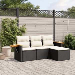 Black Garden <b>Sofa</b> Set With Cushions UV Resistant PE <b>Rattan</b> Outdoor Furniture Contemporary Design Waterproof Garden Use - Product Image 1