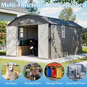 Capanno da Giardino Robusto 3x3,6 m Grigio, Resistente alla Ruggine, in Acciaio, con Kit Telaio per Pavimento - Product Image 5