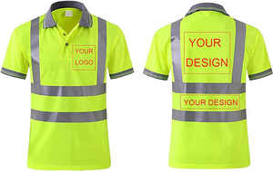High Visibility Eco-Friendly Breathable Men's Reflective for Shirt Short Sleeve Knitted Polyester/Cotton <b>Canvas</b> Fabric Quick - Product Image 2
