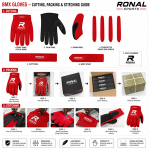 ถุงมือแข่งรถ RONAL SPORTS BMX/MOTOCROSS แบบเต็มนิ้ว ผลิตจากโพลีเอสเตอร์และผ้าฝ้าย ระบายอากาศได้ดี สำหรับทุกเพศ ปิดด้วยหัวเข็มขัด - Product Image 4