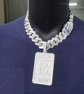 Joyería Imperial, Colgante de Lujo con Diseño Personalizado en Plata 925, Moissanita Rectangular, Estilo <span class=keywords><strong>Idealista</strong></span>, Totalmente Cubierto de Piedras, para Raperos - Product Image 1